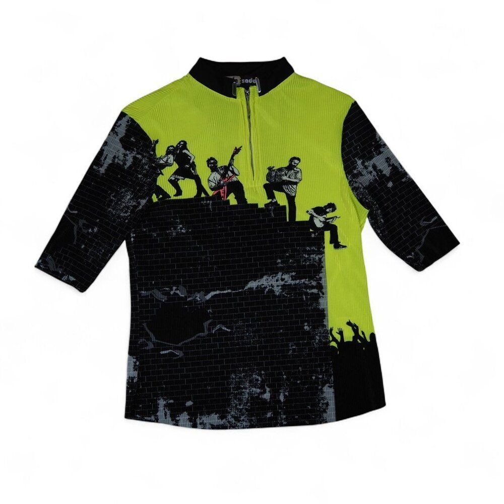 Jamie Sadock VTG 1/4 Zip "Top Rock" Neon Polo Women's S Neon Yellow / Black